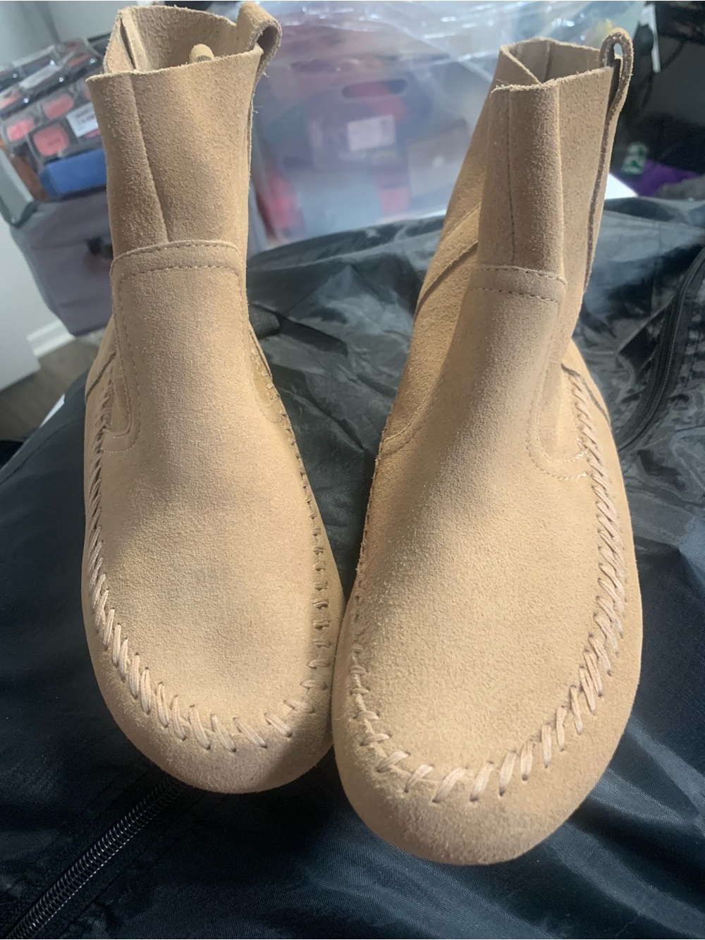 Women's Tan Suede Moccasin Boots